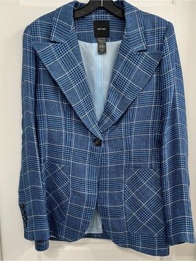 Smythe Blue Glen Plaid Single-Button Blazer | Size 12